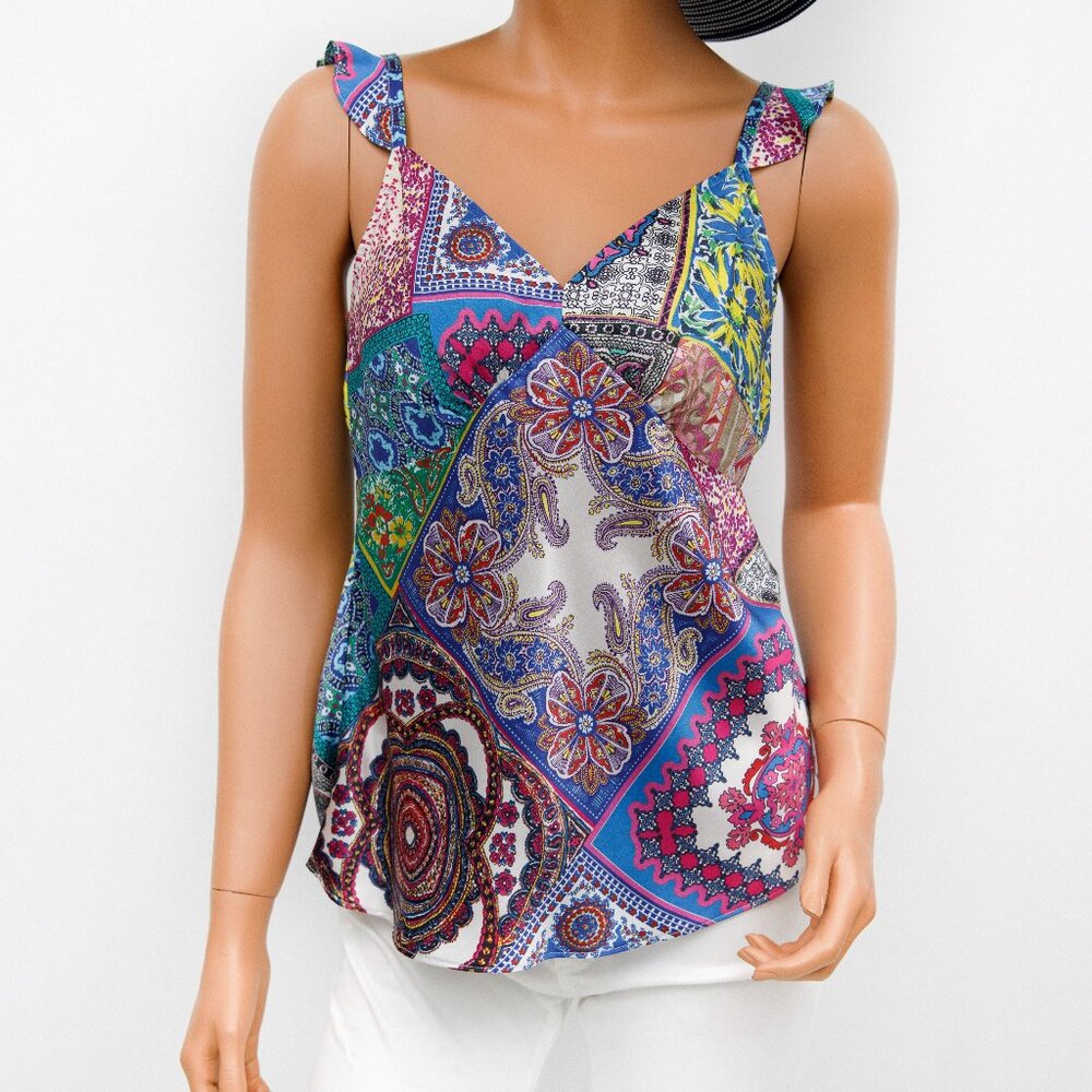 Hale Bob Silk Sleeveless Paisley Blouse XS